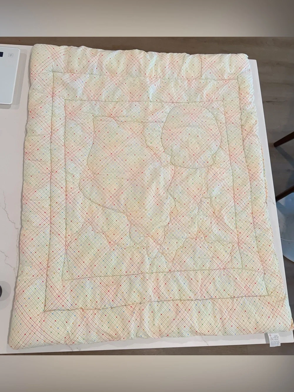 Vintage Disney Winnie the Pooh Baby Quilt in Yellow and Red